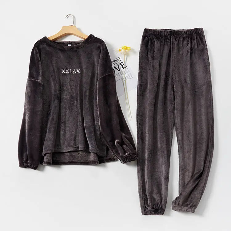 Flannel Pajamas Sets Winter Home Clothes For Women Men Sleepwear Couple - EX-STOCK Canada