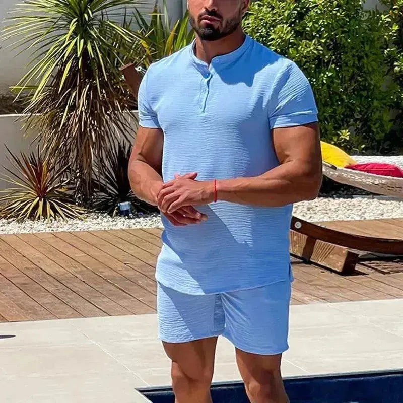 Foreign Trade Men's Short-sleeved Shorts Two-piece Cross-border Suit Wholesale - EX-STOCK Canada