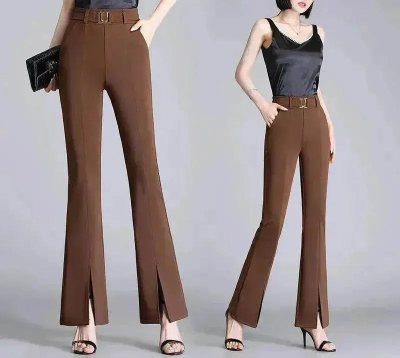 Formal Office Work High-Waisted Wide-Leg trouser Pants for Women - EX-STOCK Canada