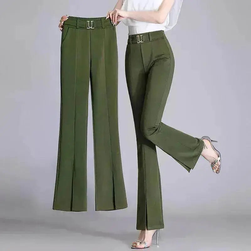 Formal Office Work High-Waisted Wide-Leg trouser Pants for Women - EX-STOCK Canada