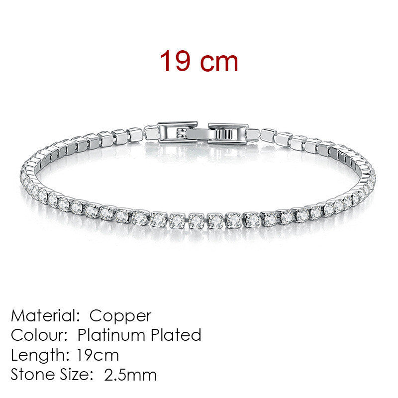 Full Diamond Crystal Bracelet Round Zircon - 2.5mm Single Row EX-STOCK Canada