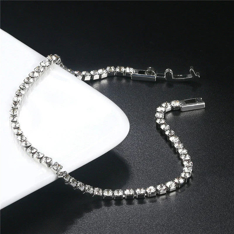 2.5mm Single Row Full Diamond Crystal Bracelet Round Zircon Tennis Hip Hop EX-STOCK Canada