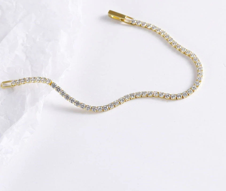 2.5mm Single Row Full Diamond Crystal Bracelet Round Zircon Tennis Hip Hop EX-STOCK Canada