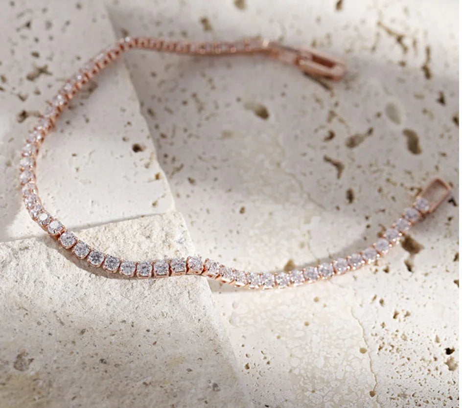 2.5mm Single Row Full Diamond Crystal Bracelet Round Zircon Tennis Hip Hop EX-STOCK Canada