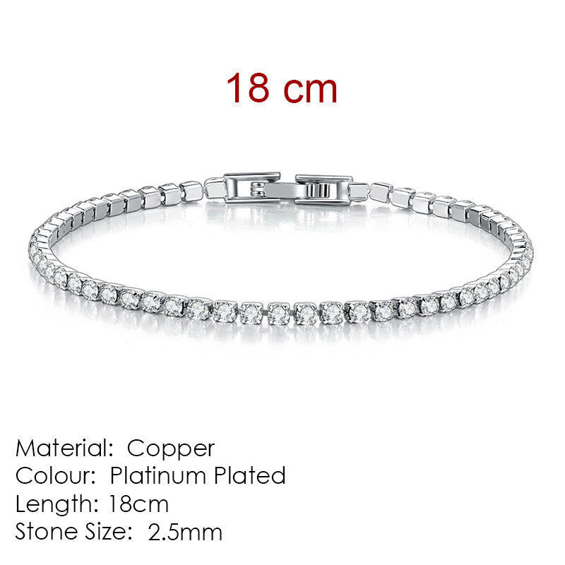 2.5mm Single Row Full Diamond Crystal Bracelet Round Zircon Tennis Hip Hop EX-STOCK Canada