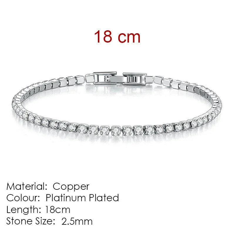 2.5mm Single Row Full Diamond Crystal Bracelet Round Zircon Tennis Hip Hop EX-STOCK Canada