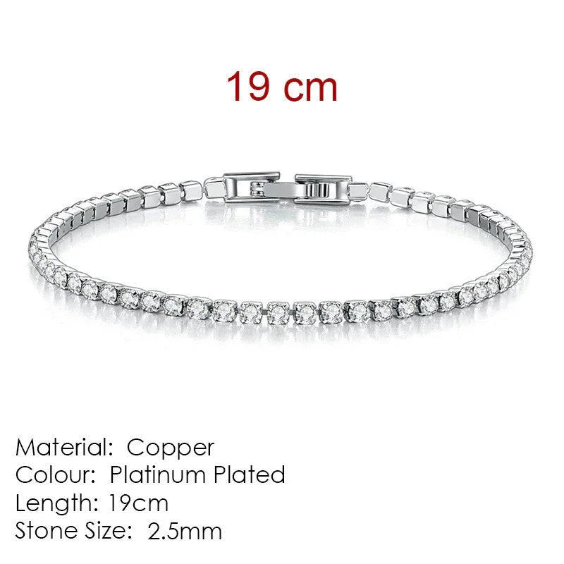 2.5mm Single Row Full Diamond Crystal Bracelet Round Zircon Tennis Hip Hop EX-STOCK Canada