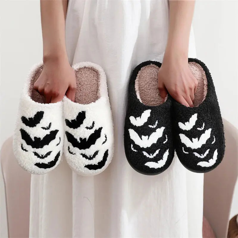 Funny Bat Slipper Halloween Pumpkin Flat Indoor House Shoes For Women Men Soft Plush Cozy Horror Fashion Halloween Gifts - EX-STOCK Canada