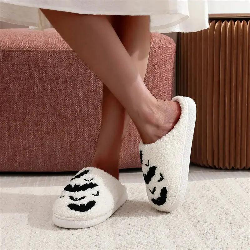 Funny Bat Slipper Halloween Pumpkin Flat Indoor House Shoes For Women Men Soft Plush Cozy Horror Fashion Halloween Gifts - EX-STOCK Canada