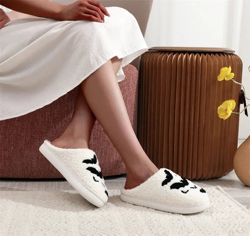 Funny Bat Slipper Halloween Pumpkin Flat Indoor House Shoes For Women Men Soft Plush Cozy Horror Fashion Halloween Gifts - EX-STOCK Canada