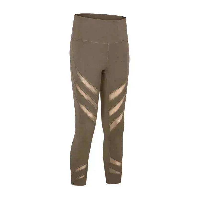 Collants de gym extensibles nus en gaze avec couture - EX-STOCK Canada