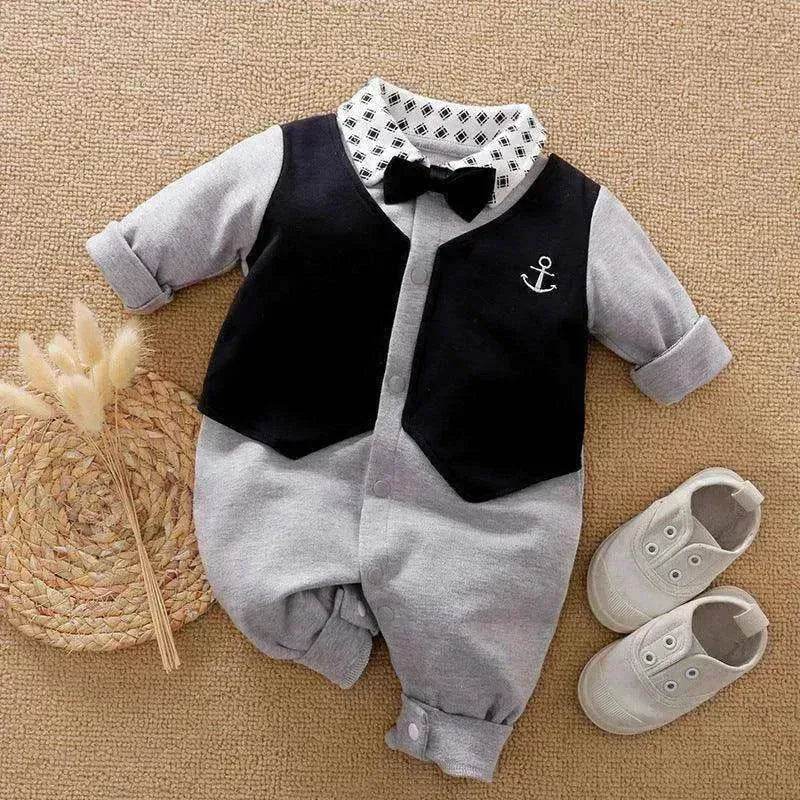 Gentleman's Baby Clothes, Long-sleeved Baby Clothes, Gentleman's Romper - EX-STOCK Canada
