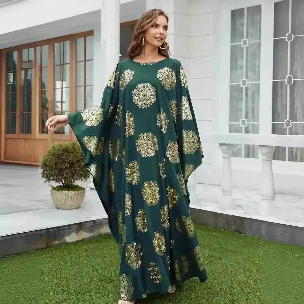 Robe arabe pour femme à manches chauve-souris dorées - EX-STOCK Canada