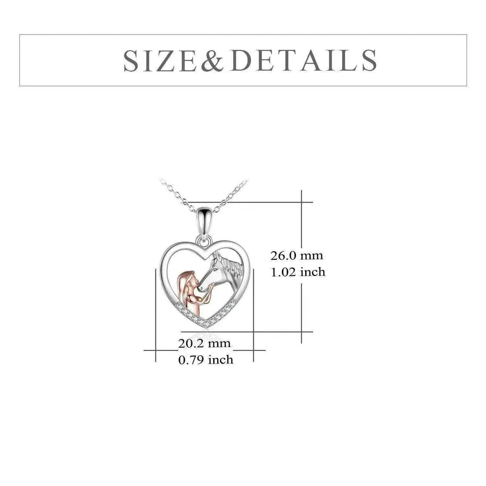 Girls and Horse Pendant Necklace Sterling Silver Gifts for Women Girls - EX-STOCK Canada