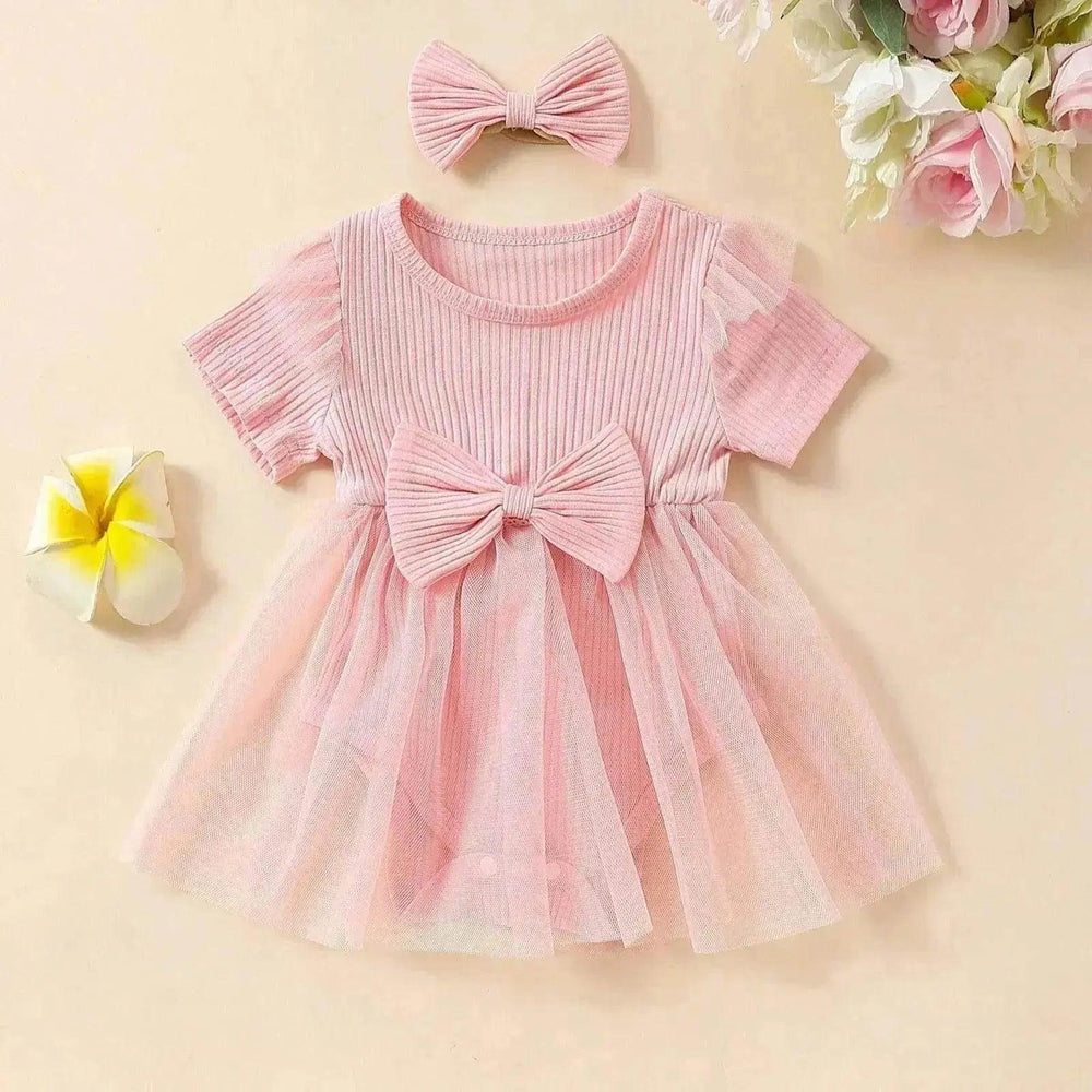 Robe kazakhe pour filles à manches courtes avec volants et résille multicolore - EX-STOCK Canada