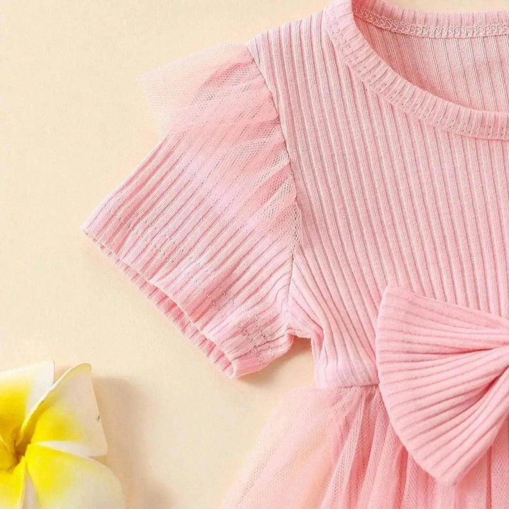 Robe kazakhe pour filles à manches courtes avec volants et résille multicolore - EX-STOCK Canada