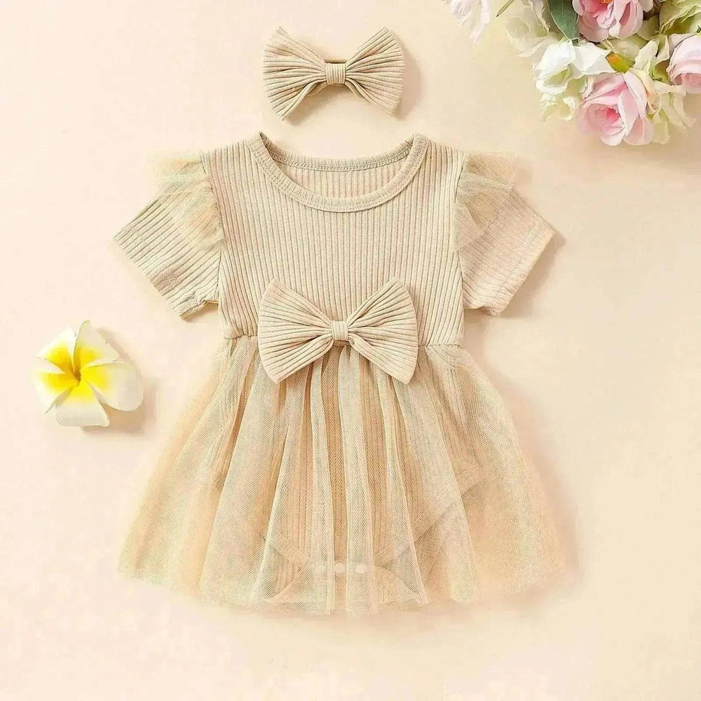 Robe kazakhe pour filles à manches courtes avec volants et résille multicolore - EX-STOCK Canada