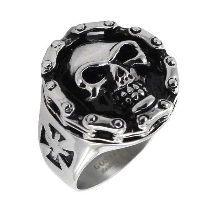 Bague gothique crâne pour hommes GoSteel Cycle ChainEX-STOCK Canada
