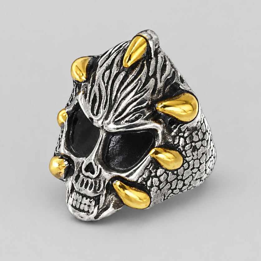 GoSteel Men's Dragon Claws and Skull Ring | Biker Jewelry
