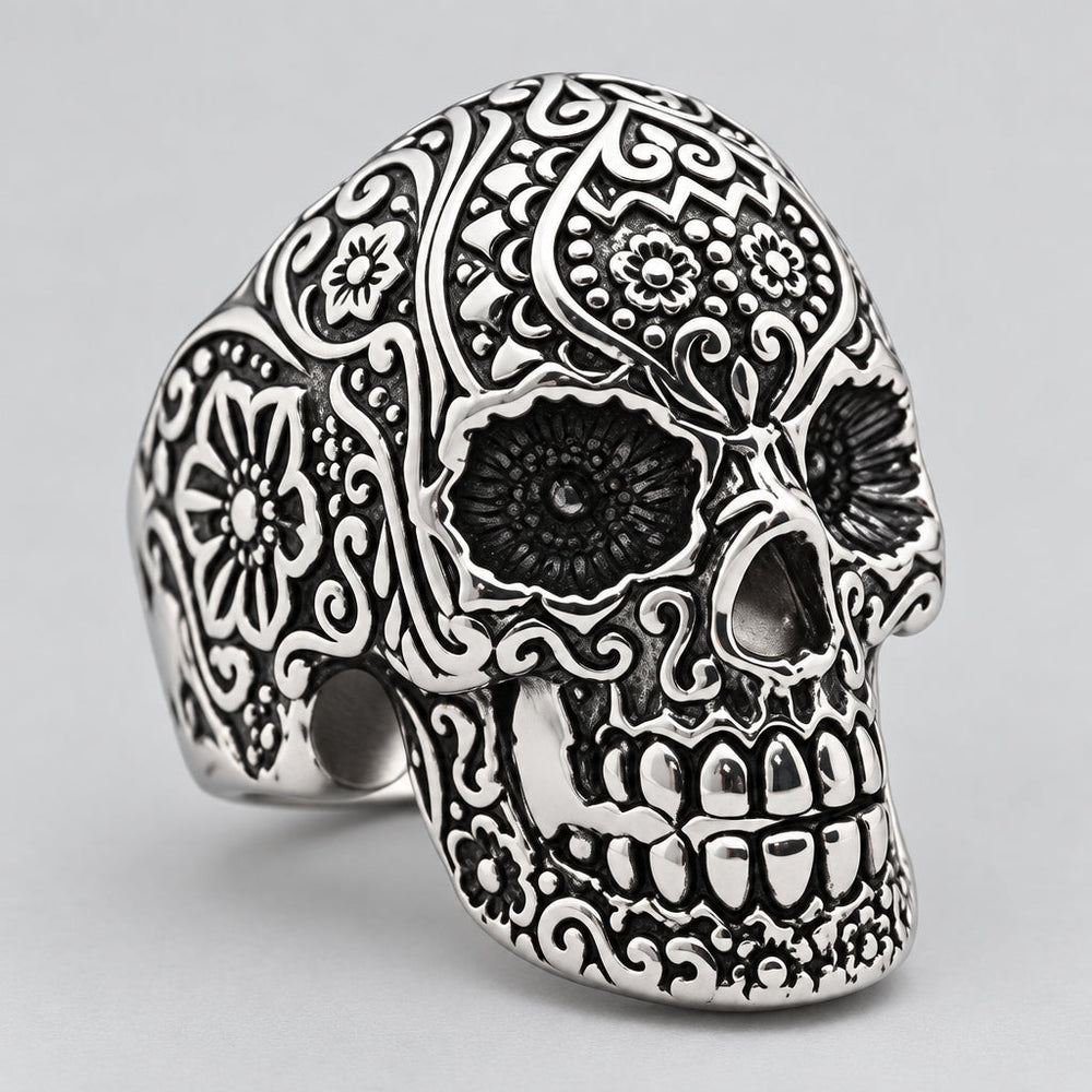 GoSteel Men's Sugar Skull Ring