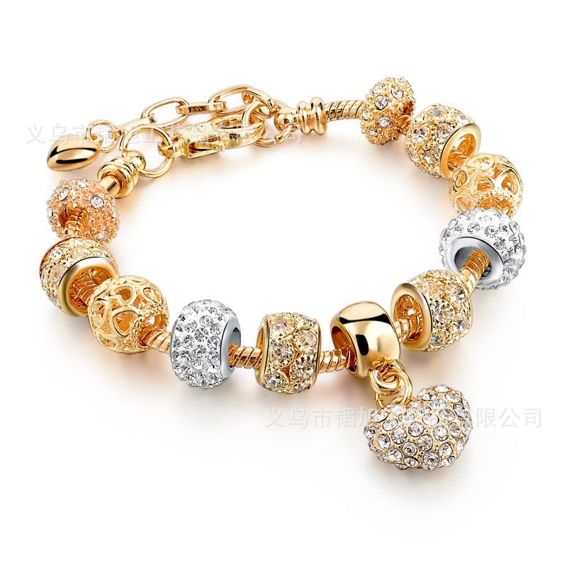 Gold Snake Chain Crystal Heart Bracelet EX-STOCK Canada