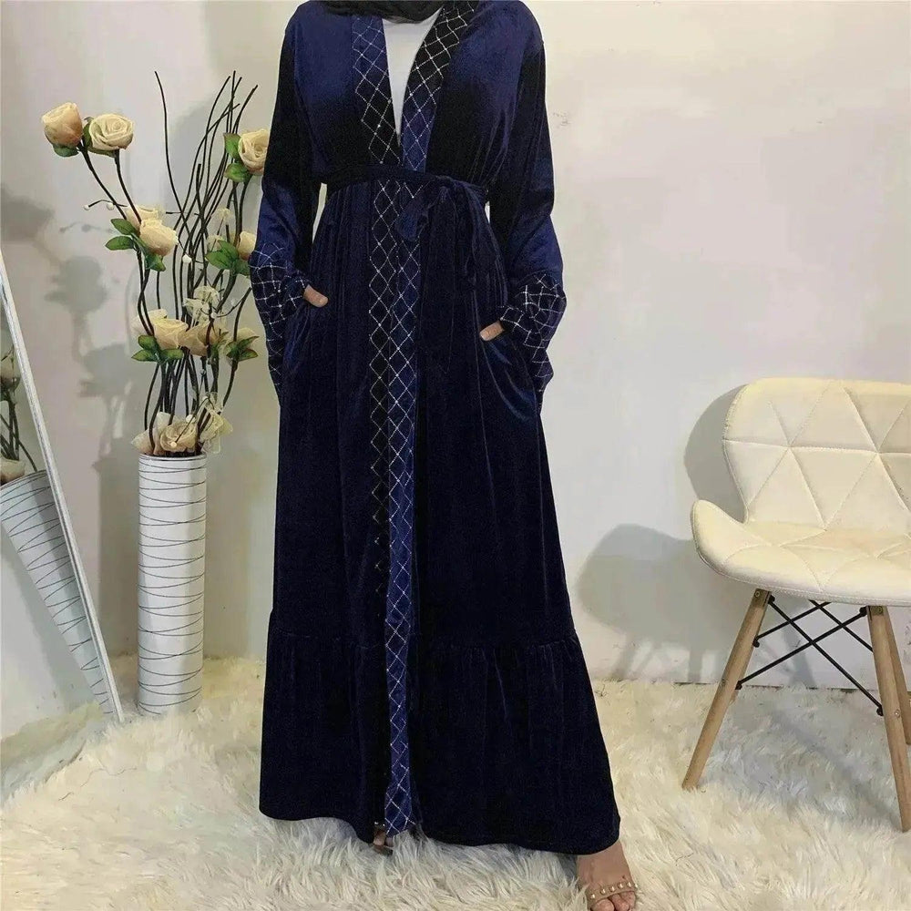 Robe cardigan arabe dorée en velours doré - EX-STOCK Canada