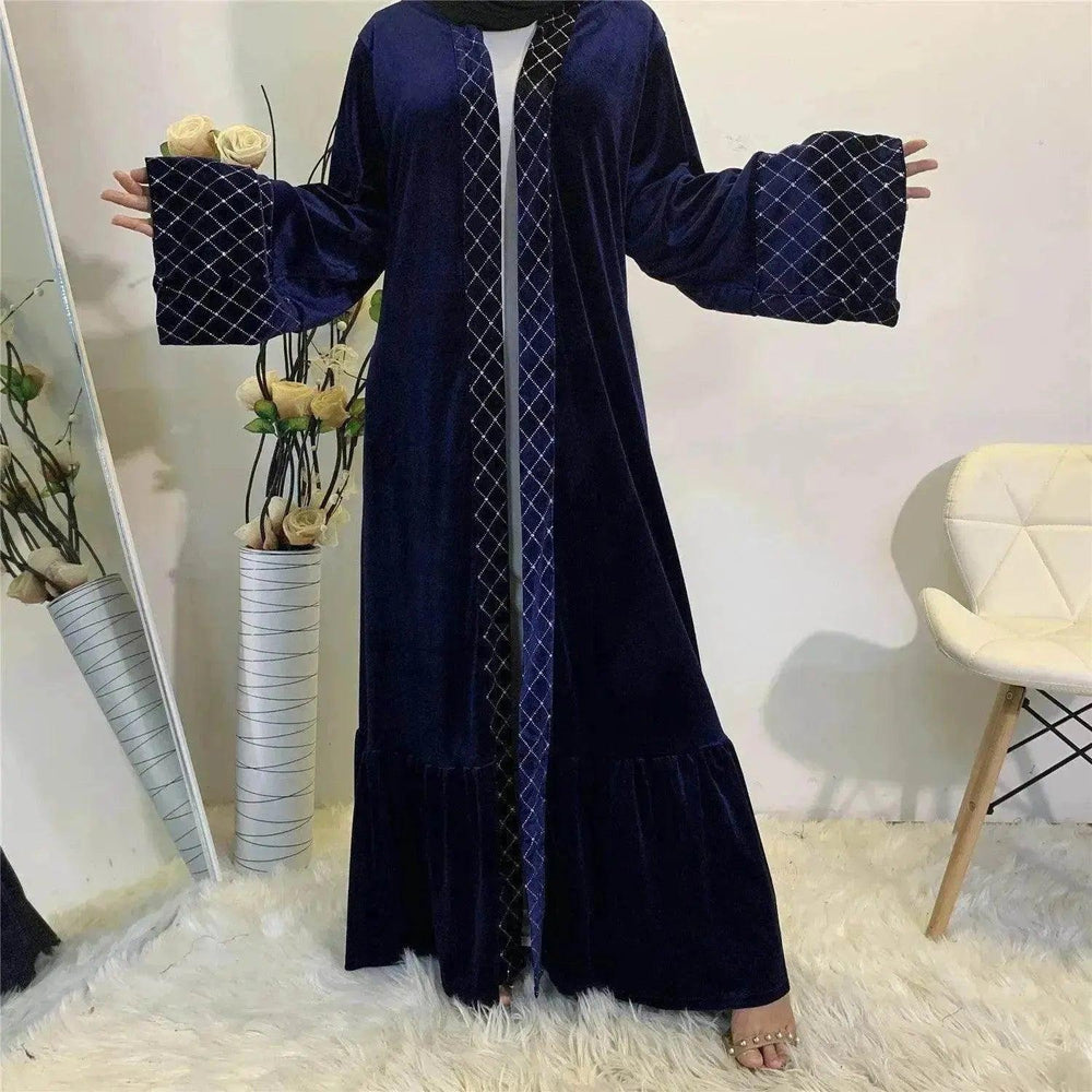 Robe cardigan arabe dorée en velours doré - EX-STOCK Canada