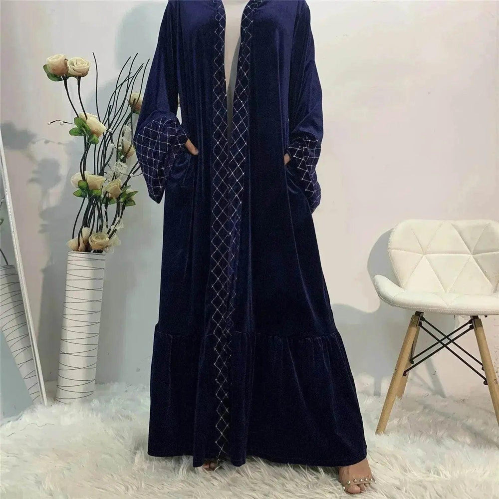 Robe cardigan arabe dorée en velours doré - EX-STOCK Canada