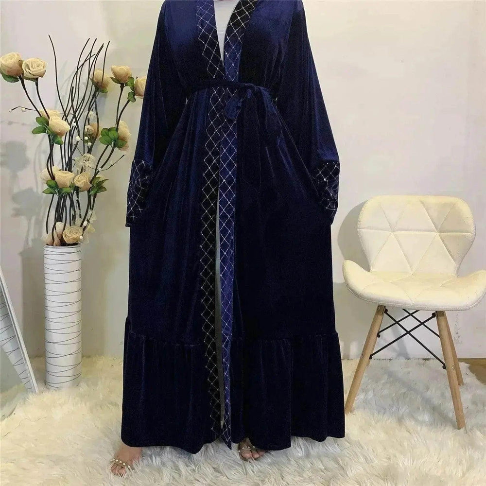 Robe cardigan arabe dorée en velours doré - EX-STOCK Canada