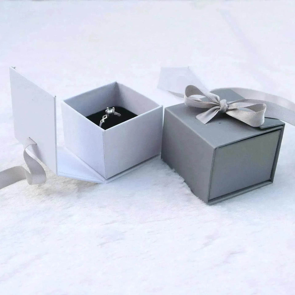 Gray White Ribbon Bowknot Jewelry Box - EX-STOCK Canada