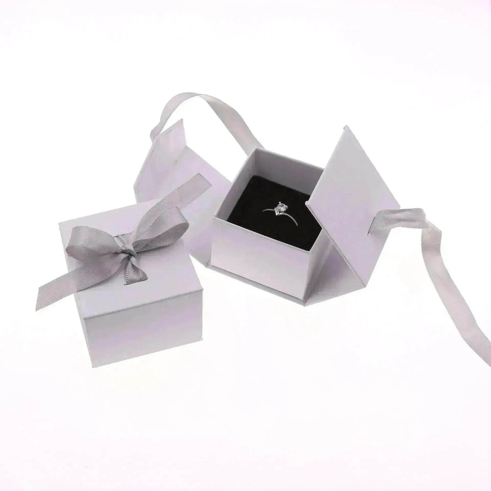 Gray White Ribbon Bowknot Jewelry Box - EX-STOCK Canada
