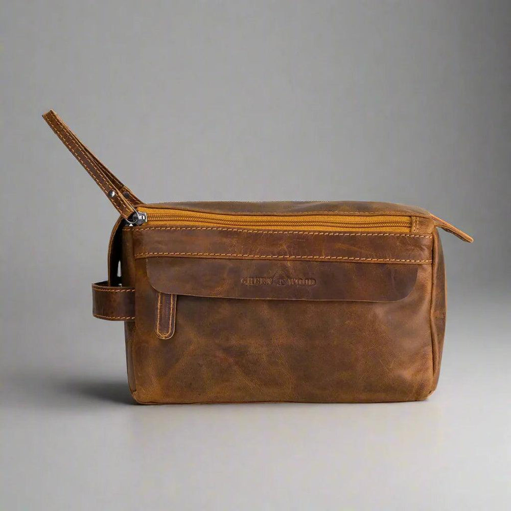 Trousse de toilette de voyage en cuir Greenwood DarwinEX-STOCK Canada