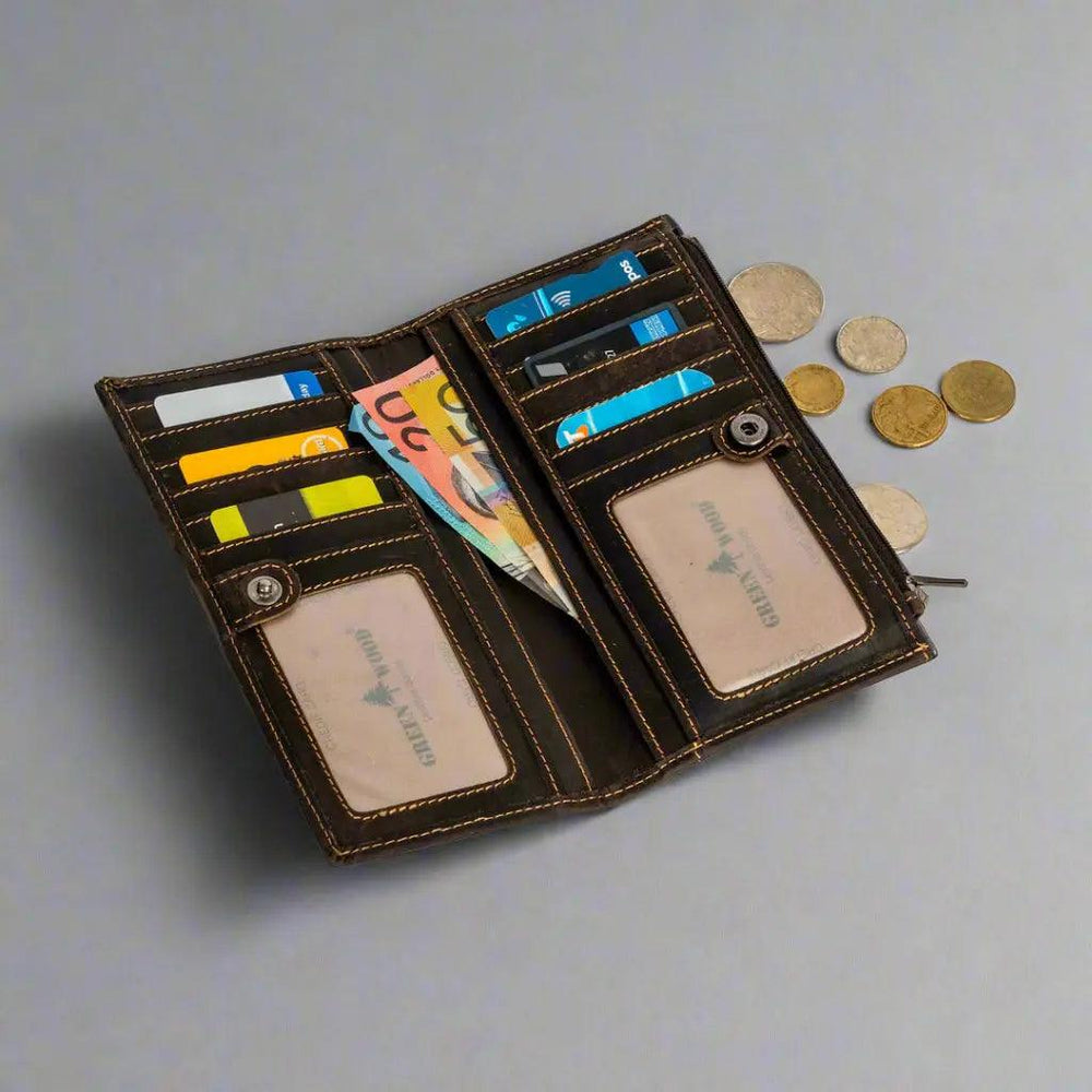 Greenwood Leather RFID Wallet with Zipper Pocket EX-STOCK Canada