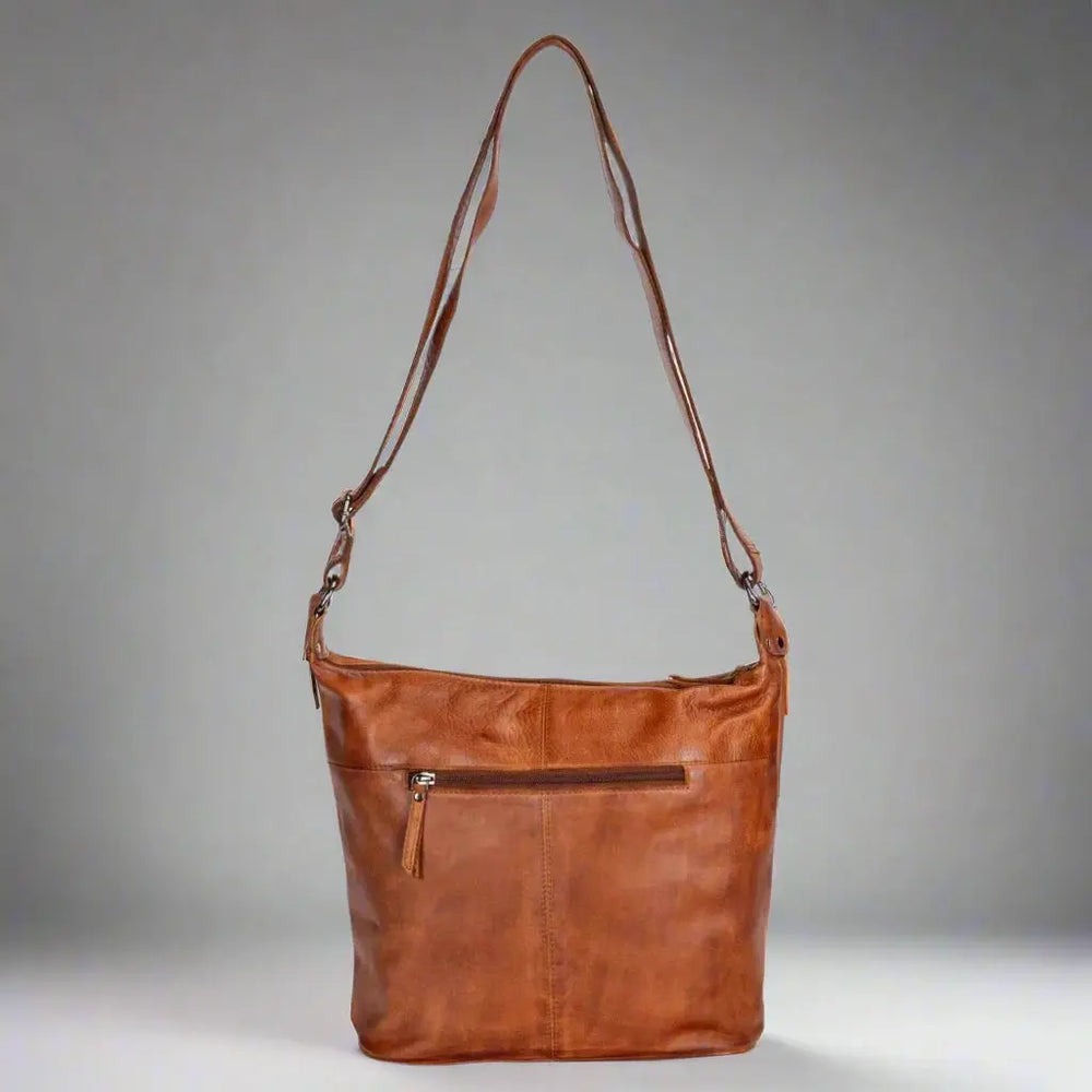 Sac à bandoulière en cuir Greenwood avec 2 poches zippéesEX-STOCK Canada