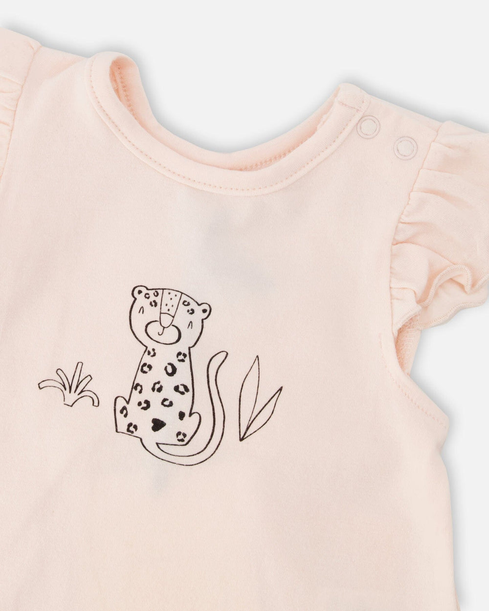 Ensemble haut et short en jersey de coton biologique pêche et imprimé animal pêche