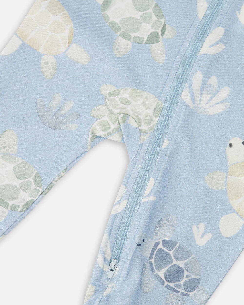 Pyjama une pièce en jersey de coton biologique imprimé tortue bleue