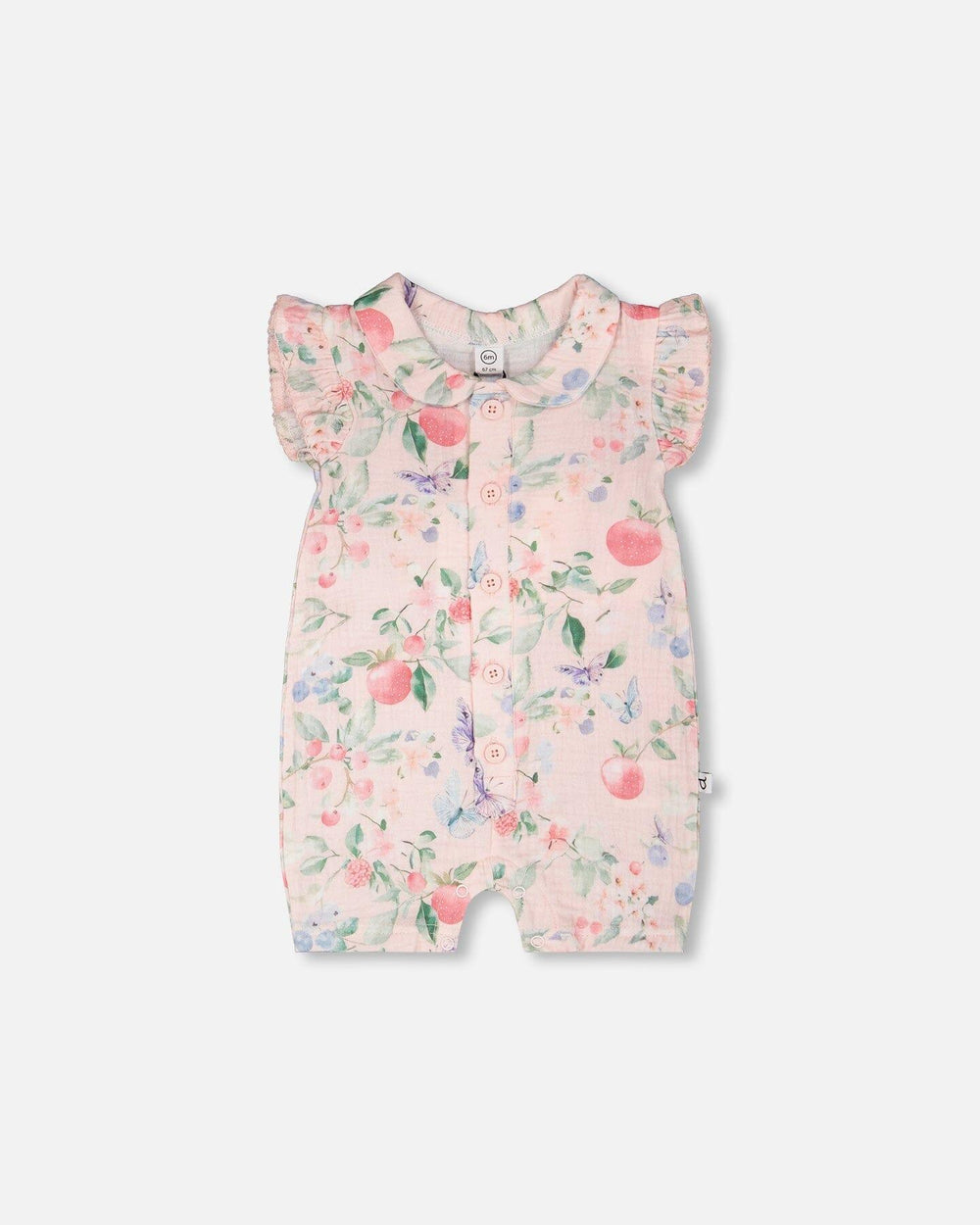 Combinaison en mousseline de coton rose imprimée de baies