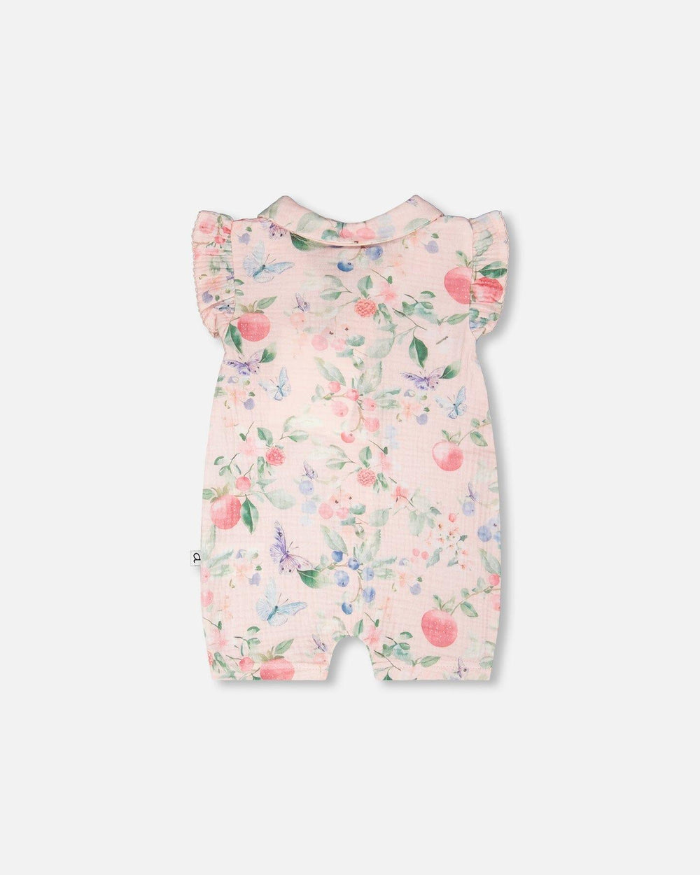 Combinaison en mousseline de coton rose imprimée de baies