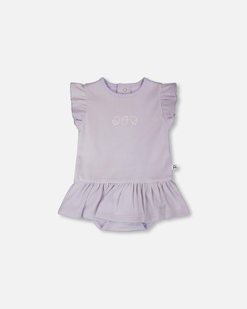 Cotton Rib Jersey Romper With Frill Lilac