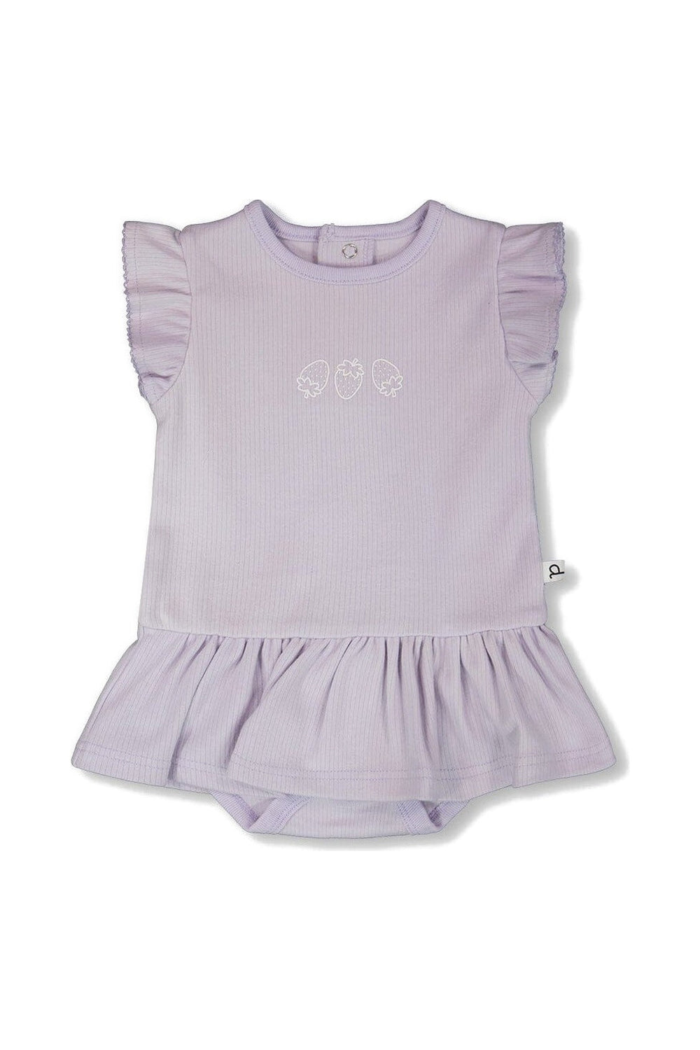Cotton Rib Jersey Romper With Frill Lilac