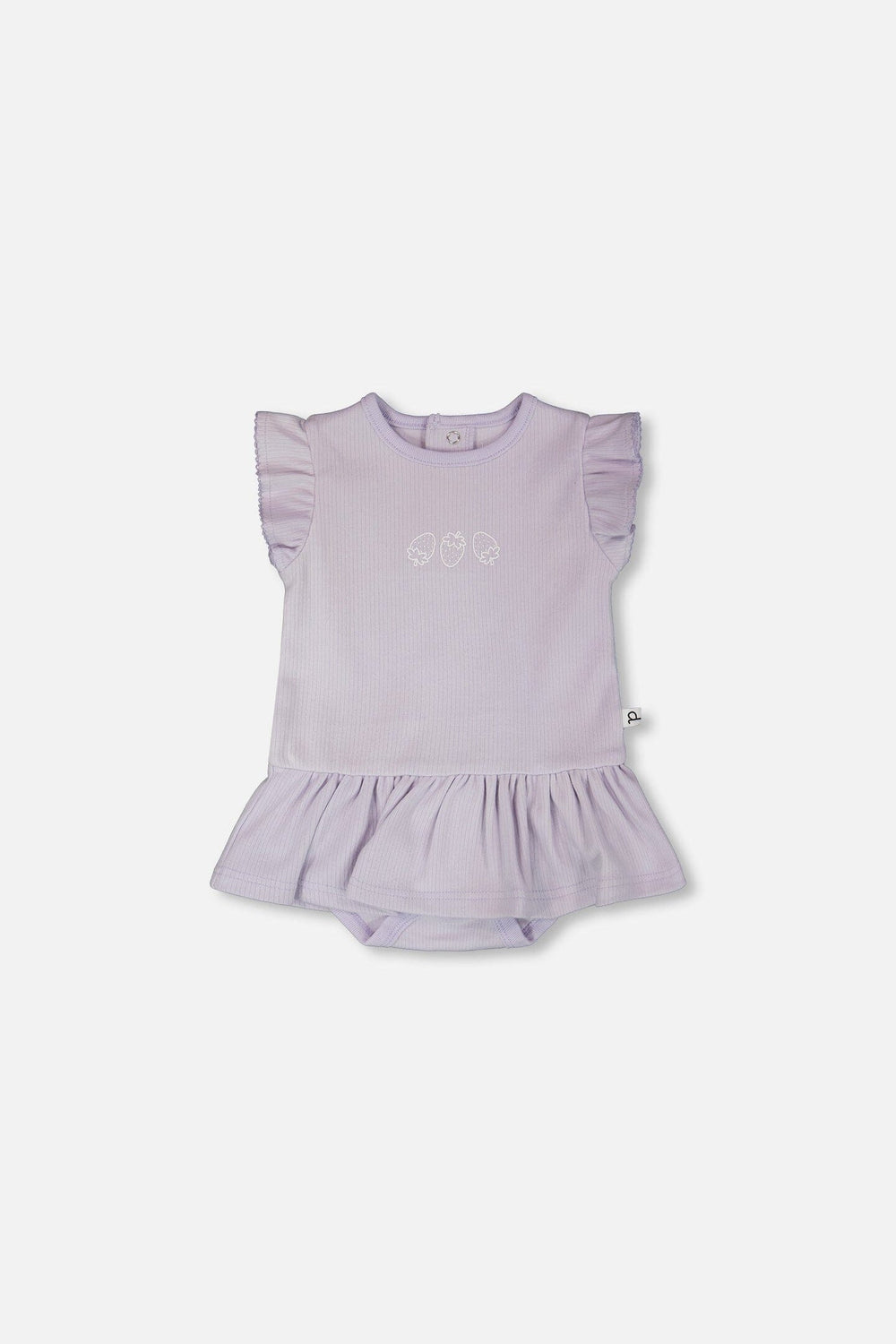 Cotton Rib Jersey Romper With Frill Lilac