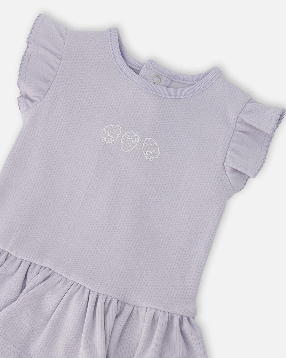 Cotton Rib Jersey Romper With Frill Lilac