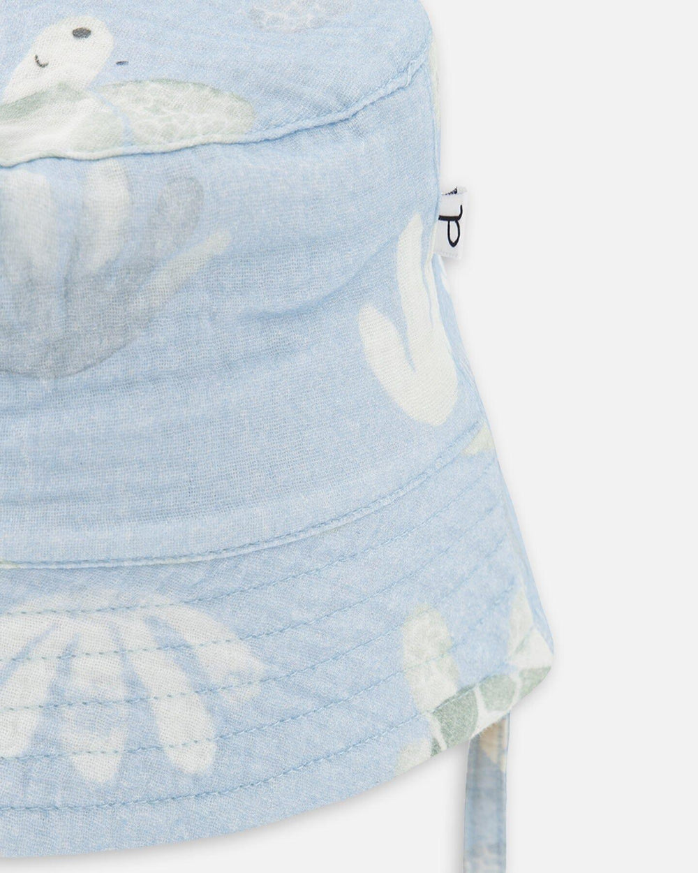 Cotton Muslin Hat Blue Turtle Print