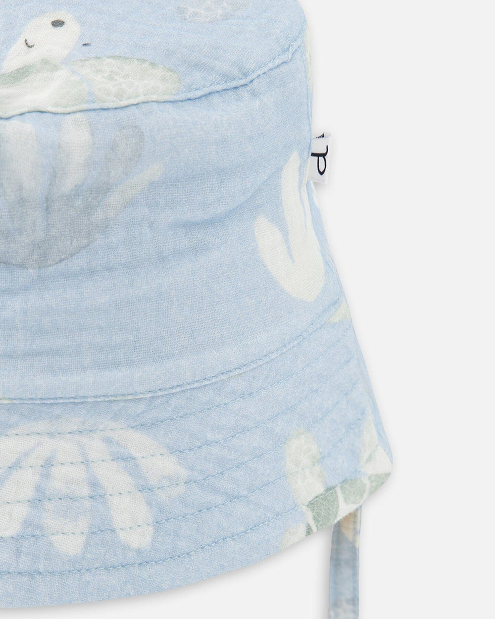 Cotton Muslin Hat Blue Turtle Print