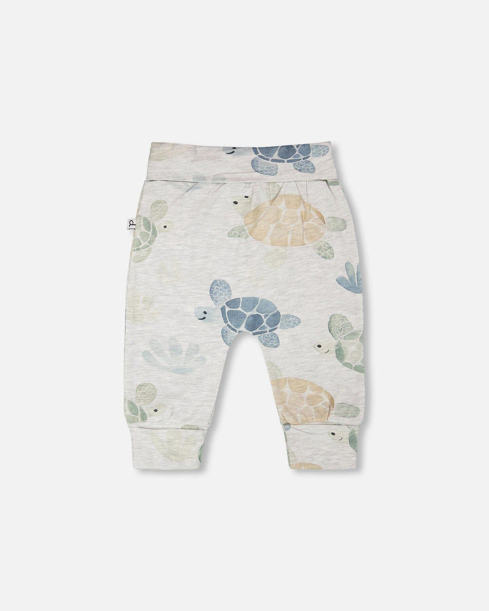 Organic Cotton Jersey Evolutive Pants Grey Mix Turtle Print