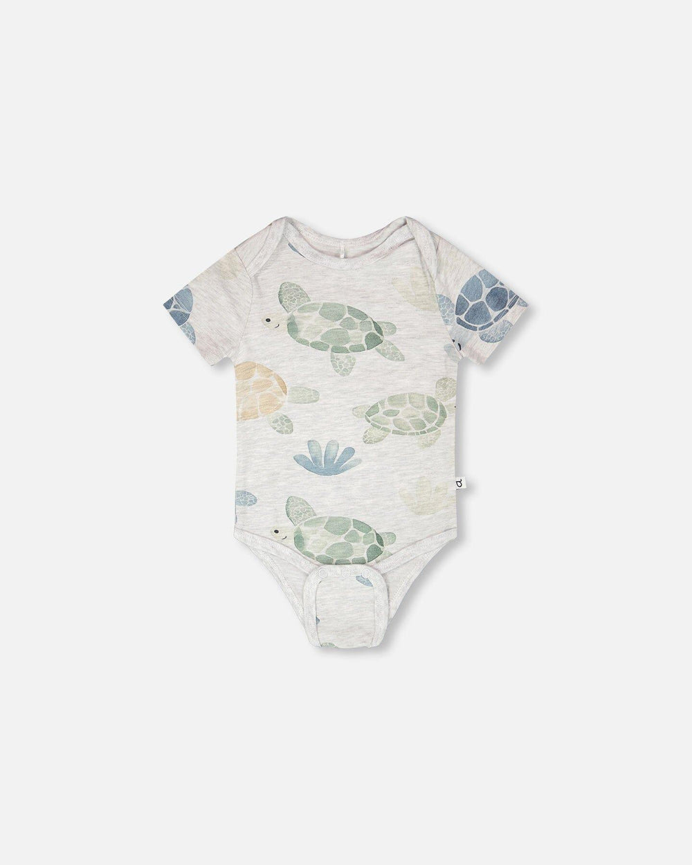 Evolutive Organic Cotton Jersey Onesie Grey Mix Turtle Print