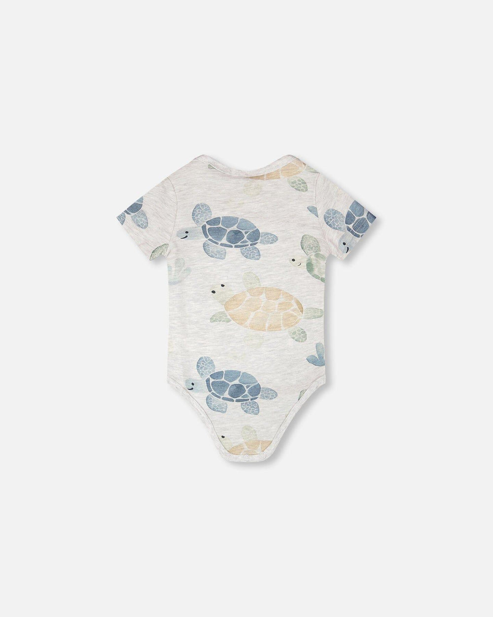 Evolutive Organic Cotton Jersey Onesie Grey Mix Turtle Print