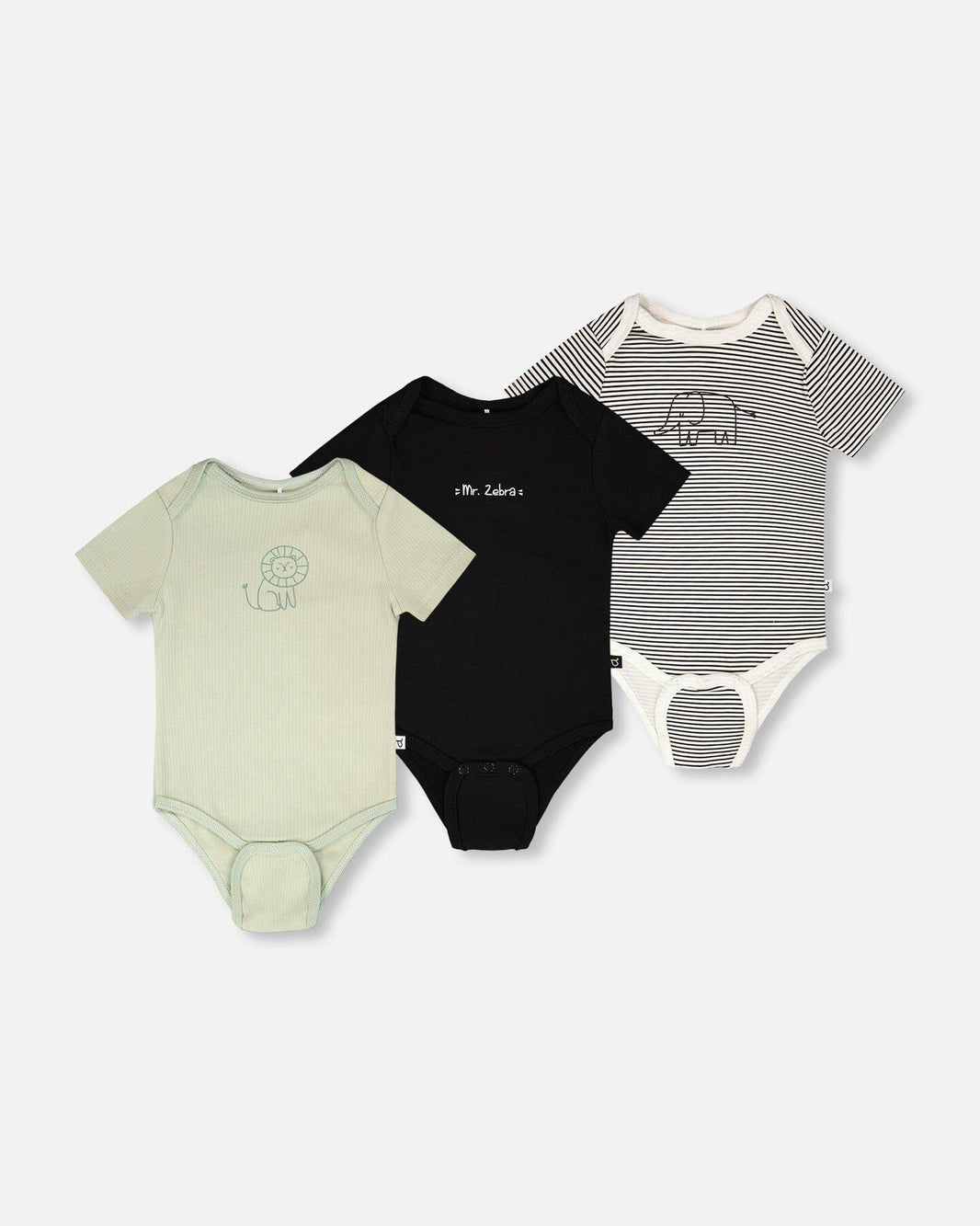 Lot de 3 bodies évolutifs en jersey de coton biologique Vert Sauge
