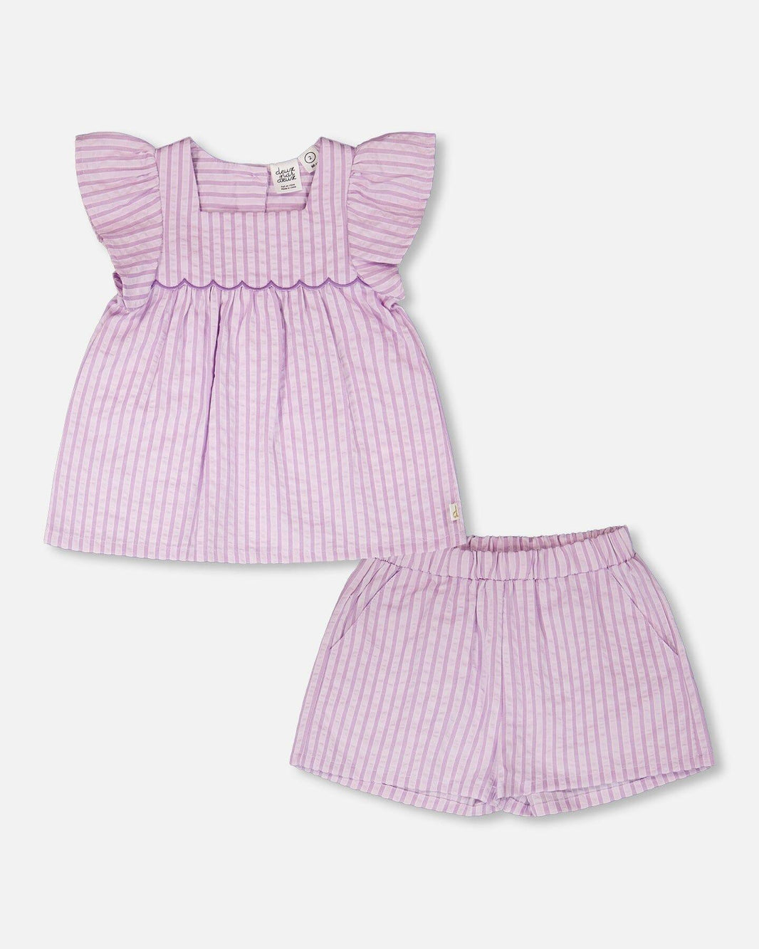 Ensemble haut et short rayé lavande
