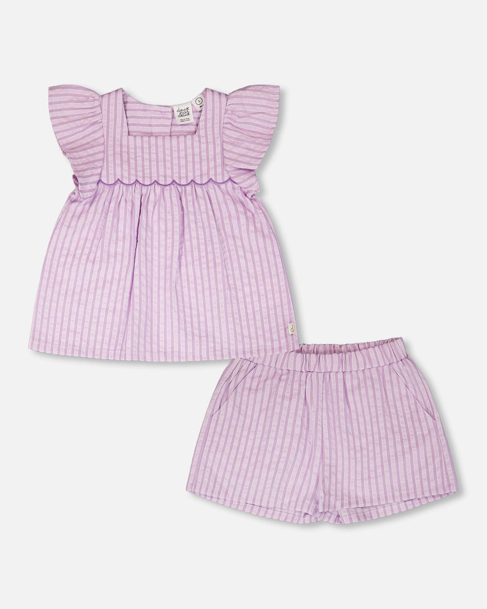 Ensemble haut et short rayé lavande